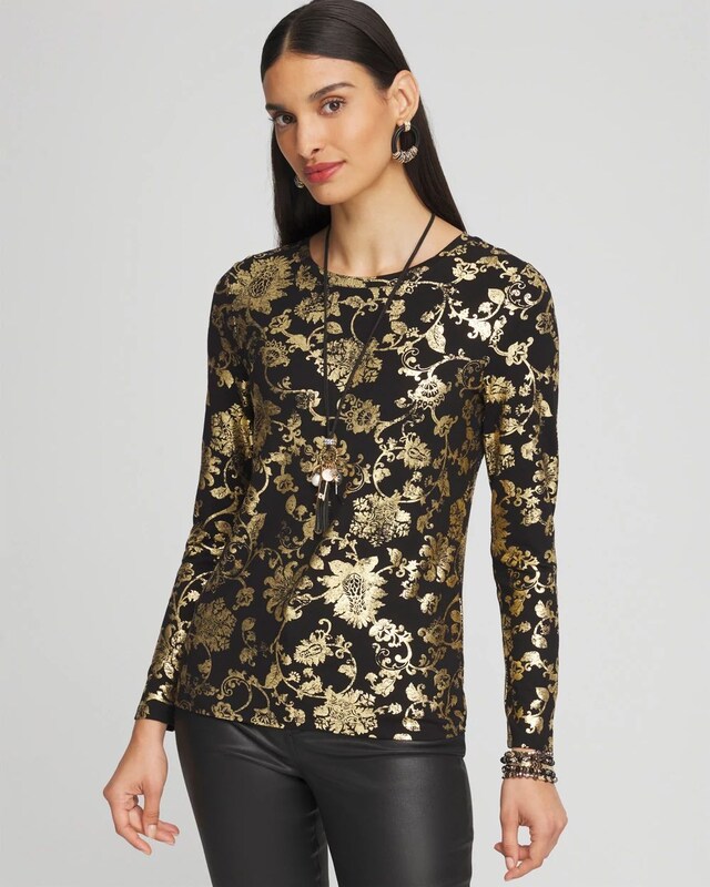Touch of Cool Foiled Floral Layering Tee